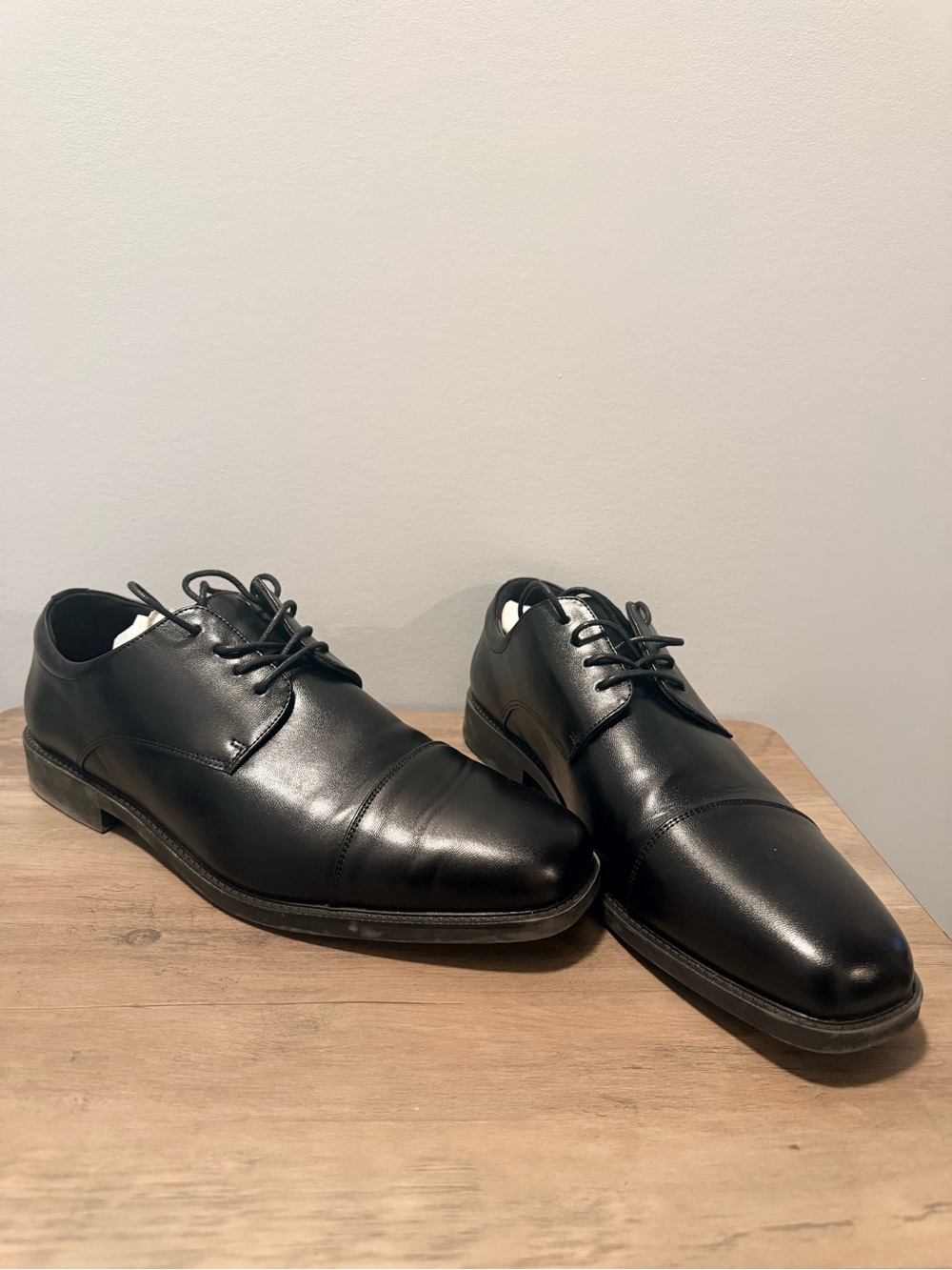 croft & barrow Black Leather Cap-Toe Derby Oxfords
